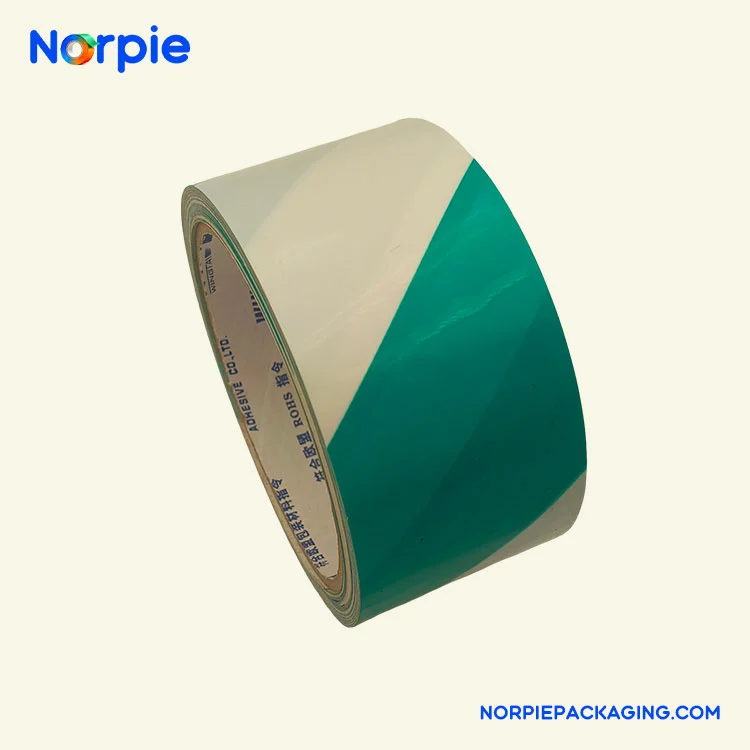 Cinta de advertencia verde y blanca