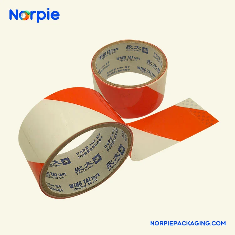 Cinta de advertencia roja y blanca